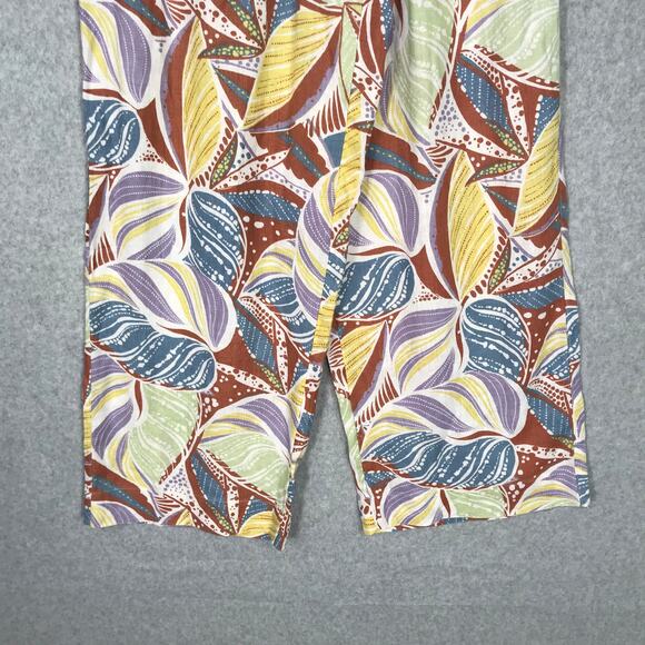 C&C California Pants Womens Medium Linen Wide Leg Crop Flowy High Rise Tropical - Picture 4 of 11
